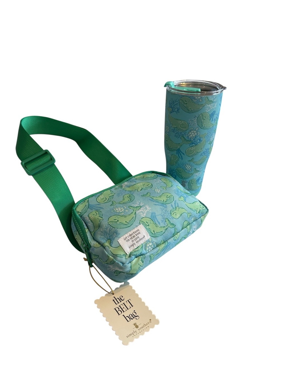 NWT Simply Southern Whale Belt Bag + Matching 20 oz Tumbler Set - Picture 4 of 7